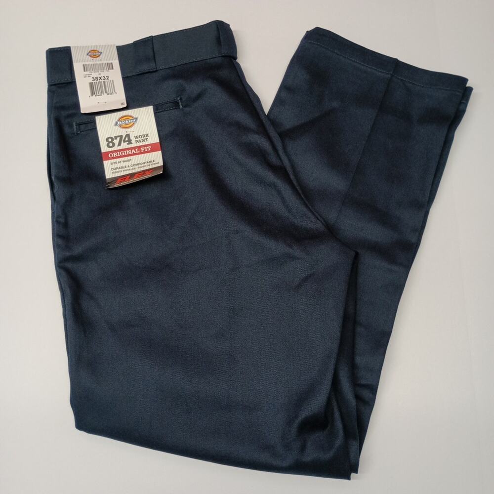 Dickies 874 Work Pants‎ Men's 38x32 Flex Blue Original Fit Resists Wrinkles